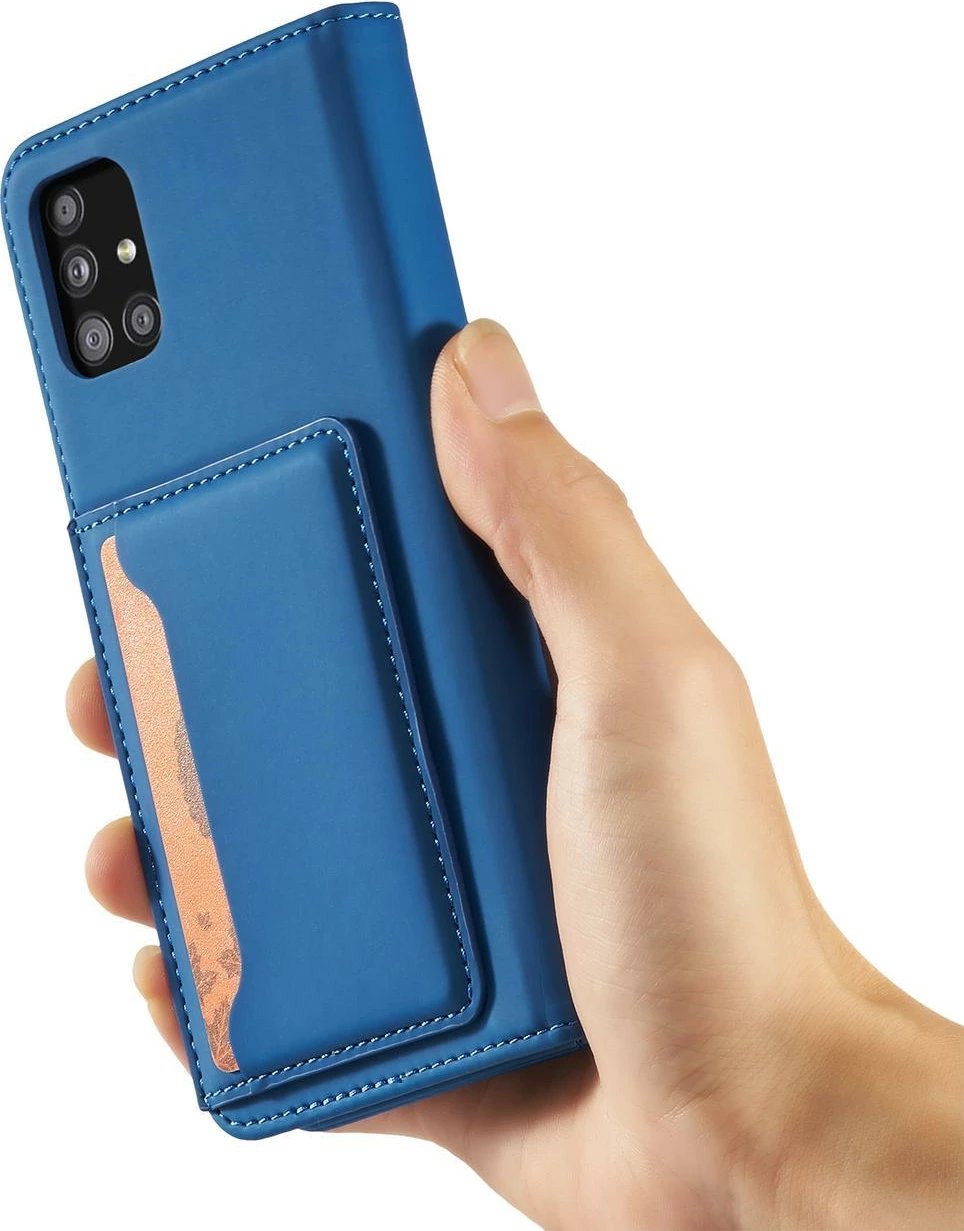 Mbështjellës Hurtel Magnet Card Case për Samsung Galaxy A13 5G, me kapak, portofol dhe mbajtëse, Kaltër