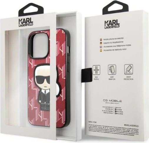 Mbështjellës Karl Lagerfeld Monogram Ikonik Patch për iPhone 13 Pro Max, i fortë, Kuq