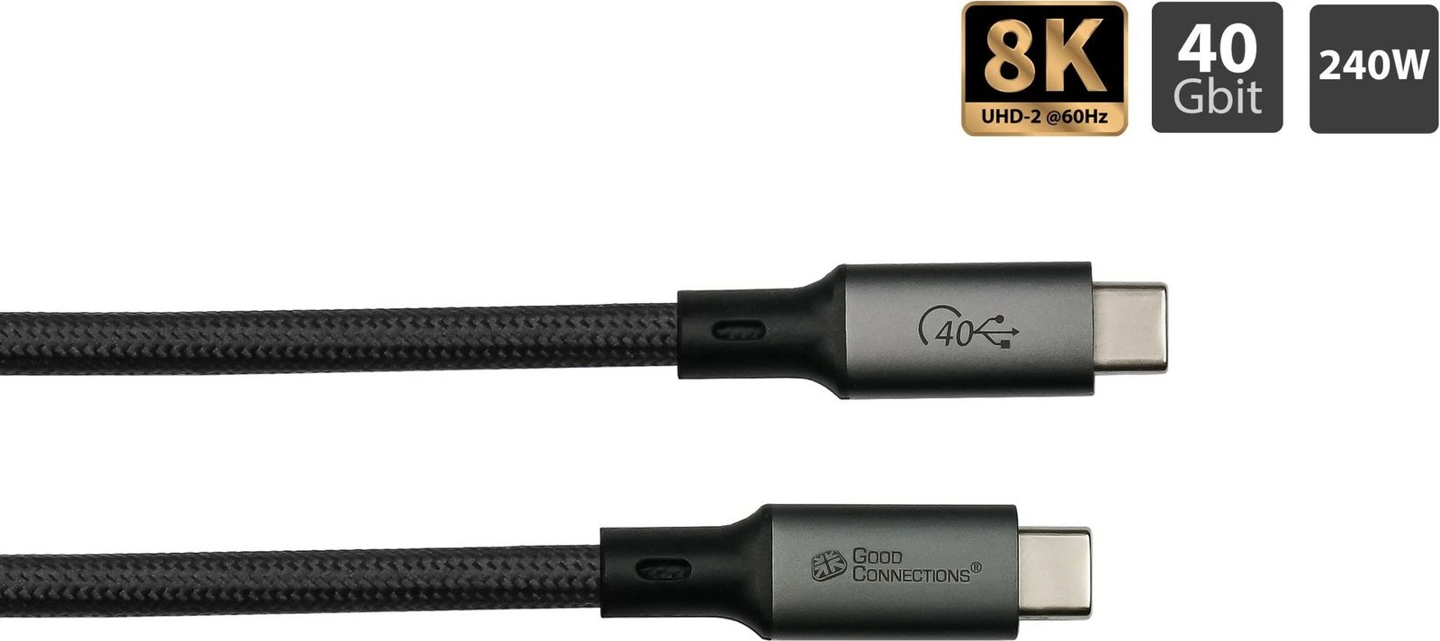 Kabllo USB GoodConnections Alcasa 2404-MT010S, 1 m, USB C, 4 x USB-C, USB4 Gen 3x2, 40 Gbit/s, e zezë