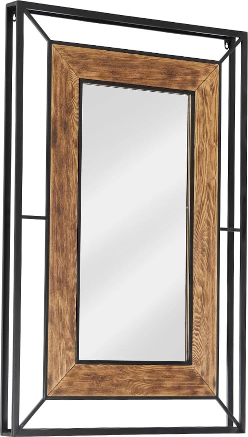 Pasqyrë Mistras, dru natyral, metal i zi, 80x120cm