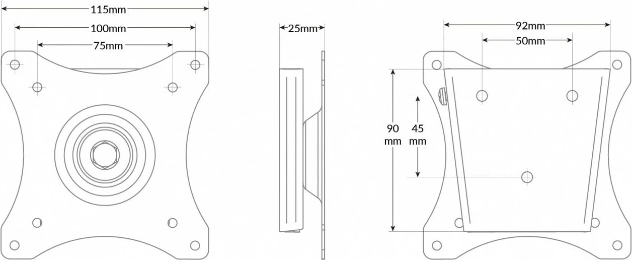 Mbajtës muri për monitor Edbak GD03, VESA 75x75 - 100x100, 10 kg, i zi
