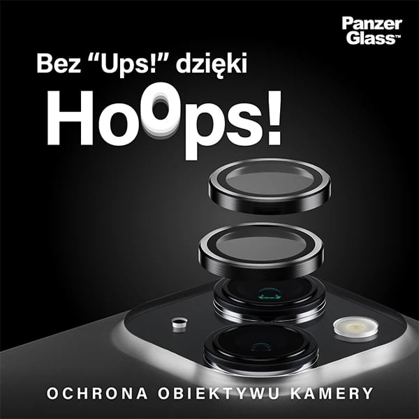 Mbrojtës kamerë PanzerGlass Hoops për iPhone 15/15 Plus, kornizë e zezë