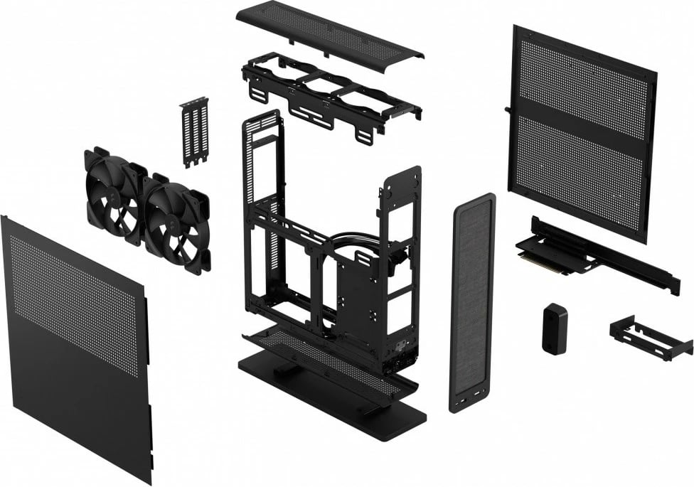 Kasë Fractal Design Ridge Black, Mini ITX, Tower Slim, 4x 2.5" drive, e zezë