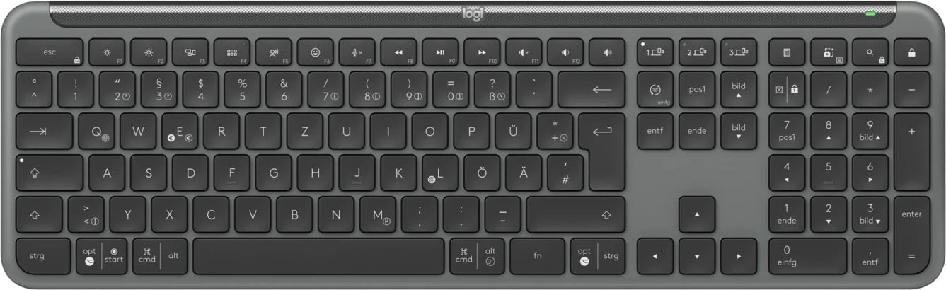 Tastierë Logitech 920-012451, full-size, pa tela, Bluetooth + RF, QWERTZ, graphite