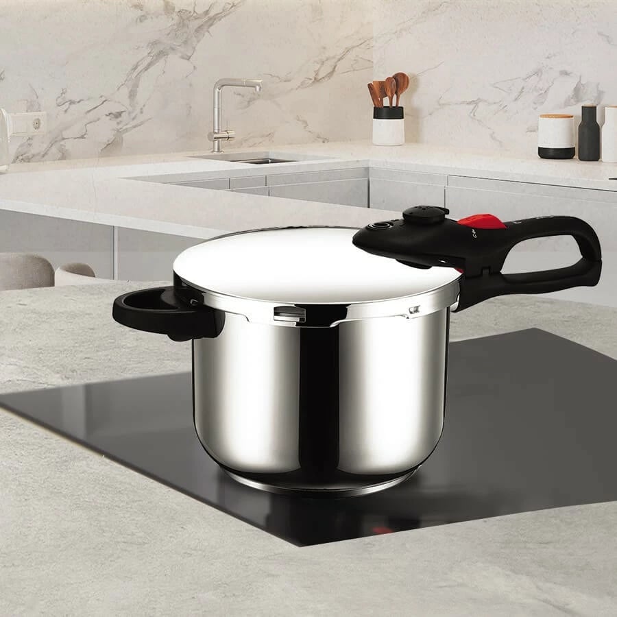 Tenxhere me presion, Feel-Maestro MR-2902, 6L, Ø22cm, 80kPa, çelik inox, e zezë/argjendtë