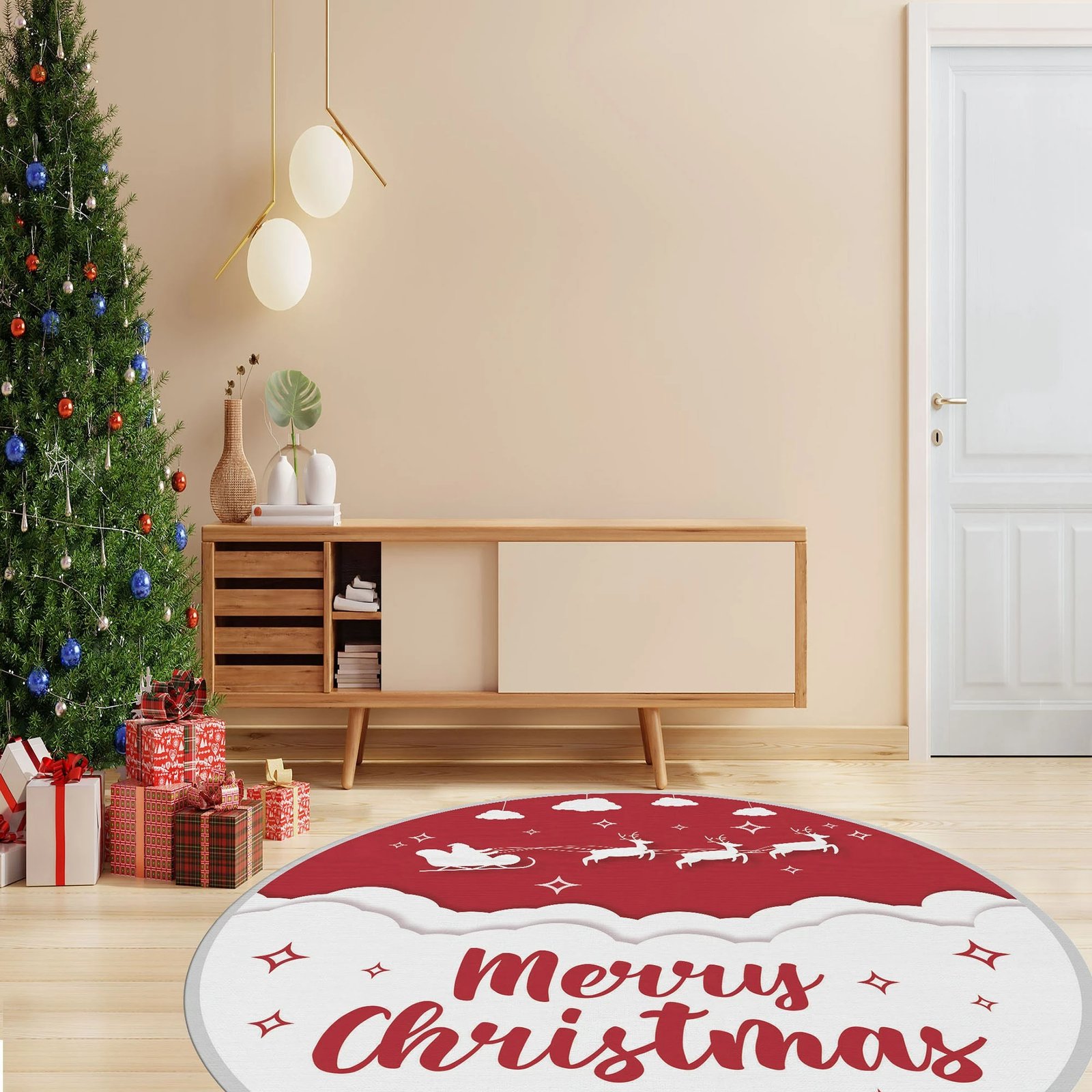 Qilim i rrumbullakët, i kuq dhe i bardhë, Conceptum Hypnose, Woopamuk443, 80cm