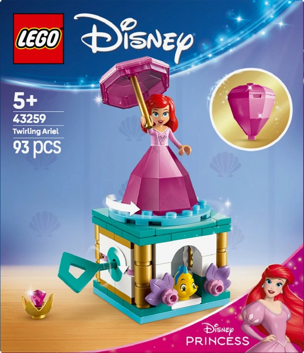 Set LEGO Disney Princess Spinning Ariel 43259, 93 pjesë, Rozë