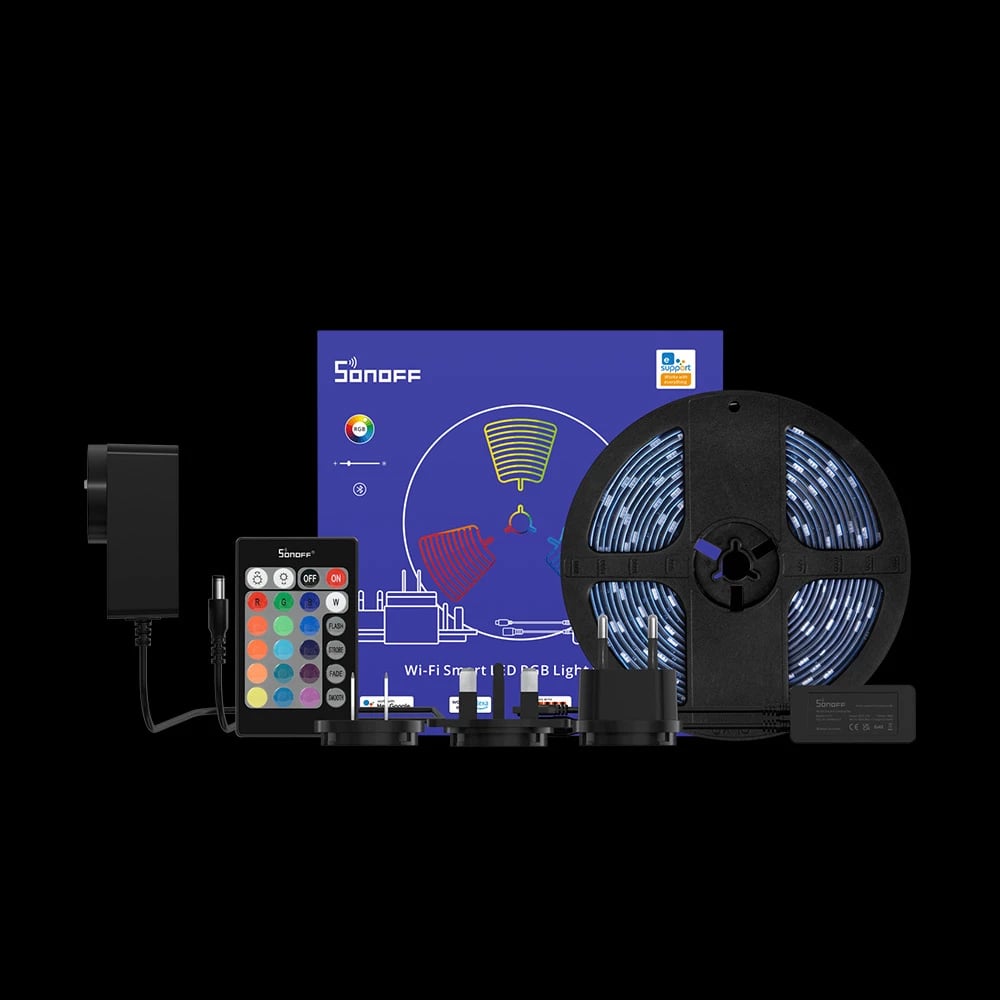 Shirit LED inteligjent Sonoff L2-5M, 5m, RGB, Wi-Fi, me telekomandë, i papërshkueshëm nga uji, set Shirit LED inteligjent Sonoff L2-5M, 5m, RGB, Wi-Fi, me telekomandë, i papërshkueshëm nga uji, set