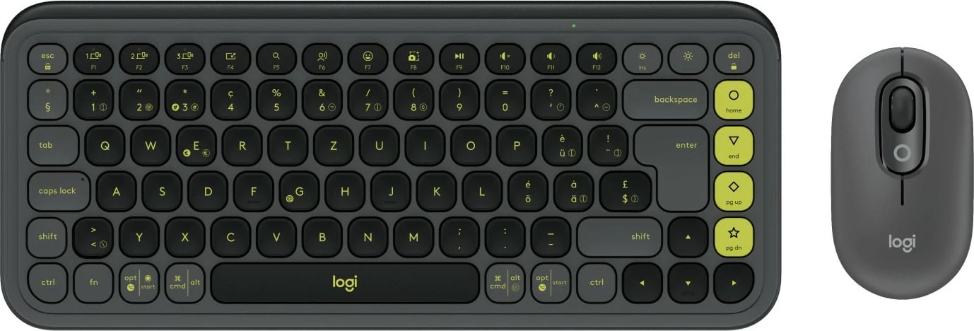 Set tastierë dhe maus Logitech POP ICON COMBO, wireless, Bluetooth, QWERTZ, grafit/jeshile