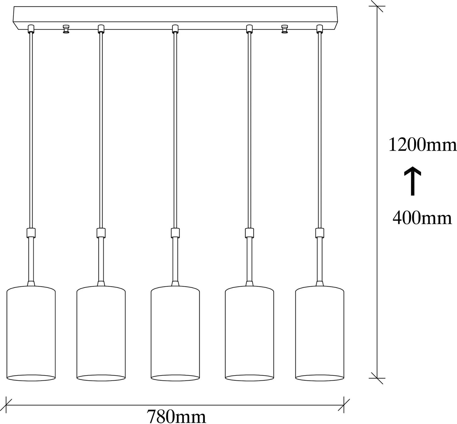 Llambë varëse moderne, Opviq Kem-6386, ngjyrë ari dhe e zezë, 79x9cm, 5xE27