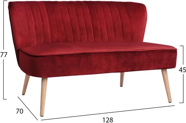 Divan dy vendësh kadife Andy FH8401.06 ngjyrë e kuqe 128x70x77 cm
