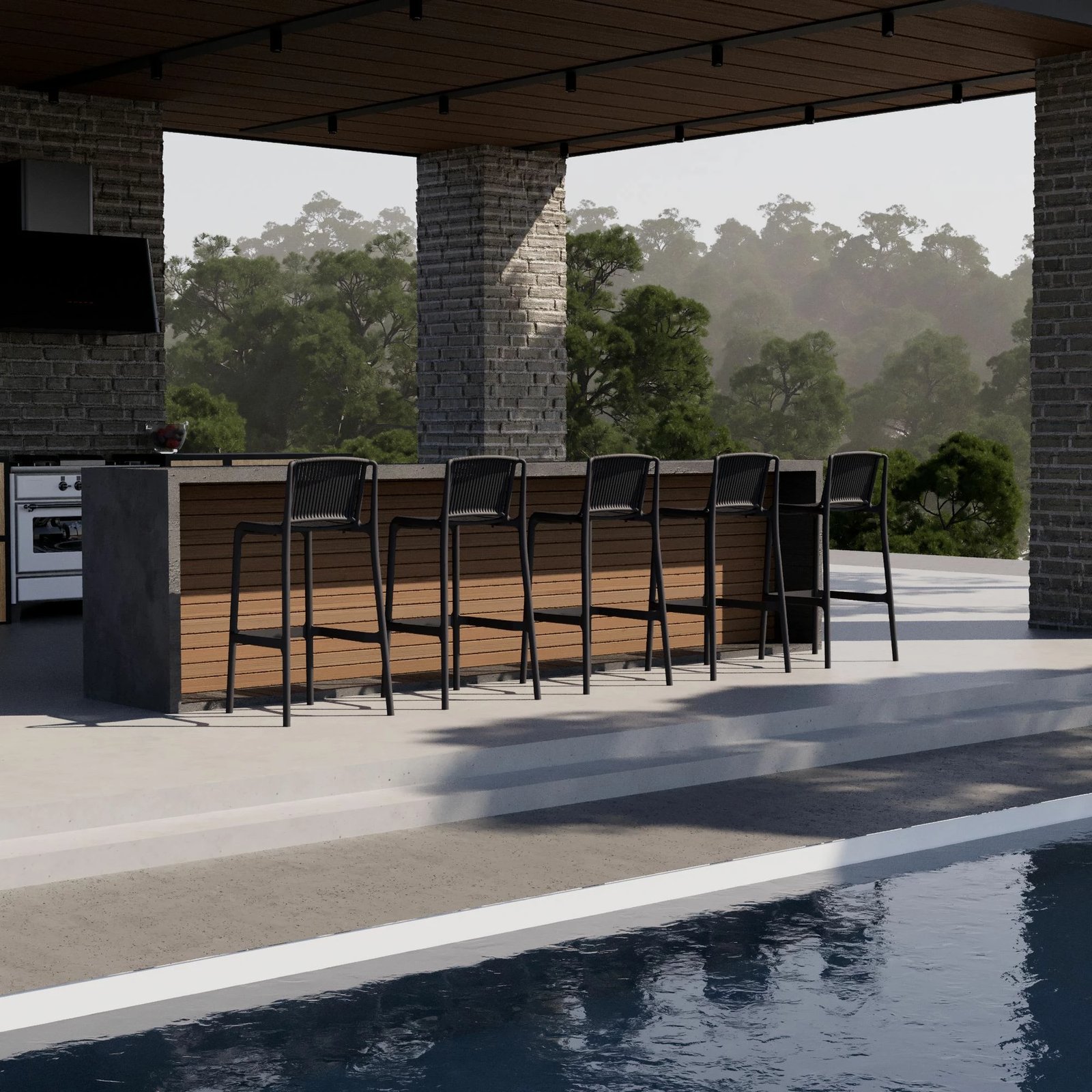 Set karrigesh për bar (4 copë), Skye Decor, Nes Bar, ngjyrë antracit