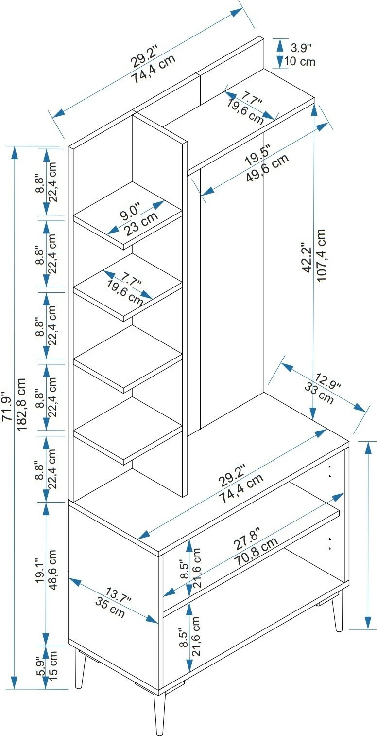 Stendë korridori Julendor, ngjyrë pishë Atlantiku, antracit