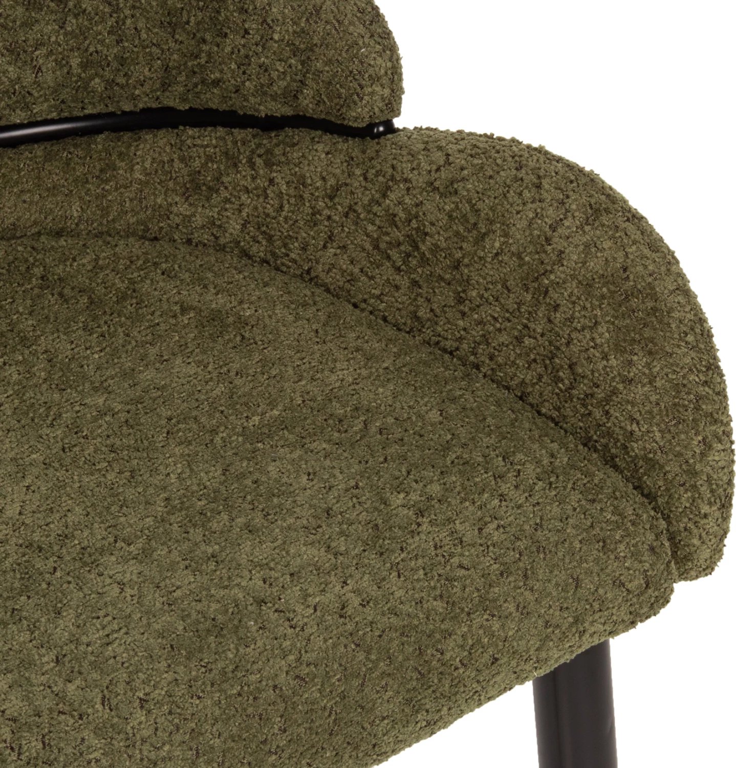 Karrige SARKY FH8585.03, pëlhurë boucle e gjelbër, këmbë metalike të zeza, 55x62x89H cm., set prej 2 copë