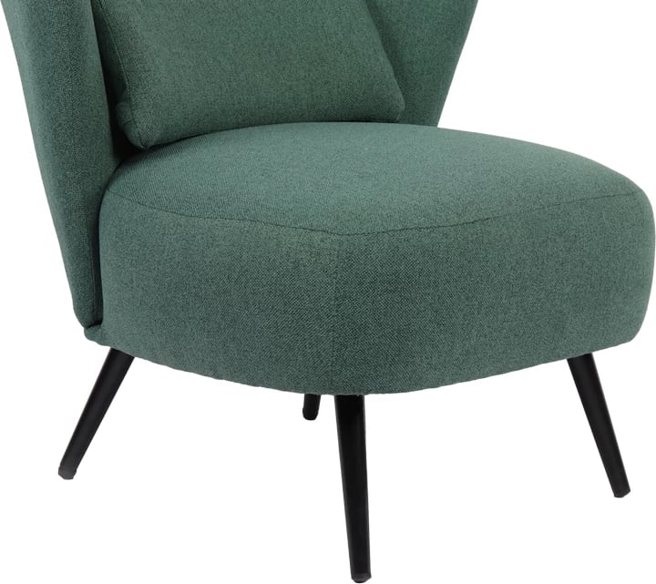 Fotel Nagreta, material tekstili i gjelbër, këmbë metalike të zeza, 77x73x74cm