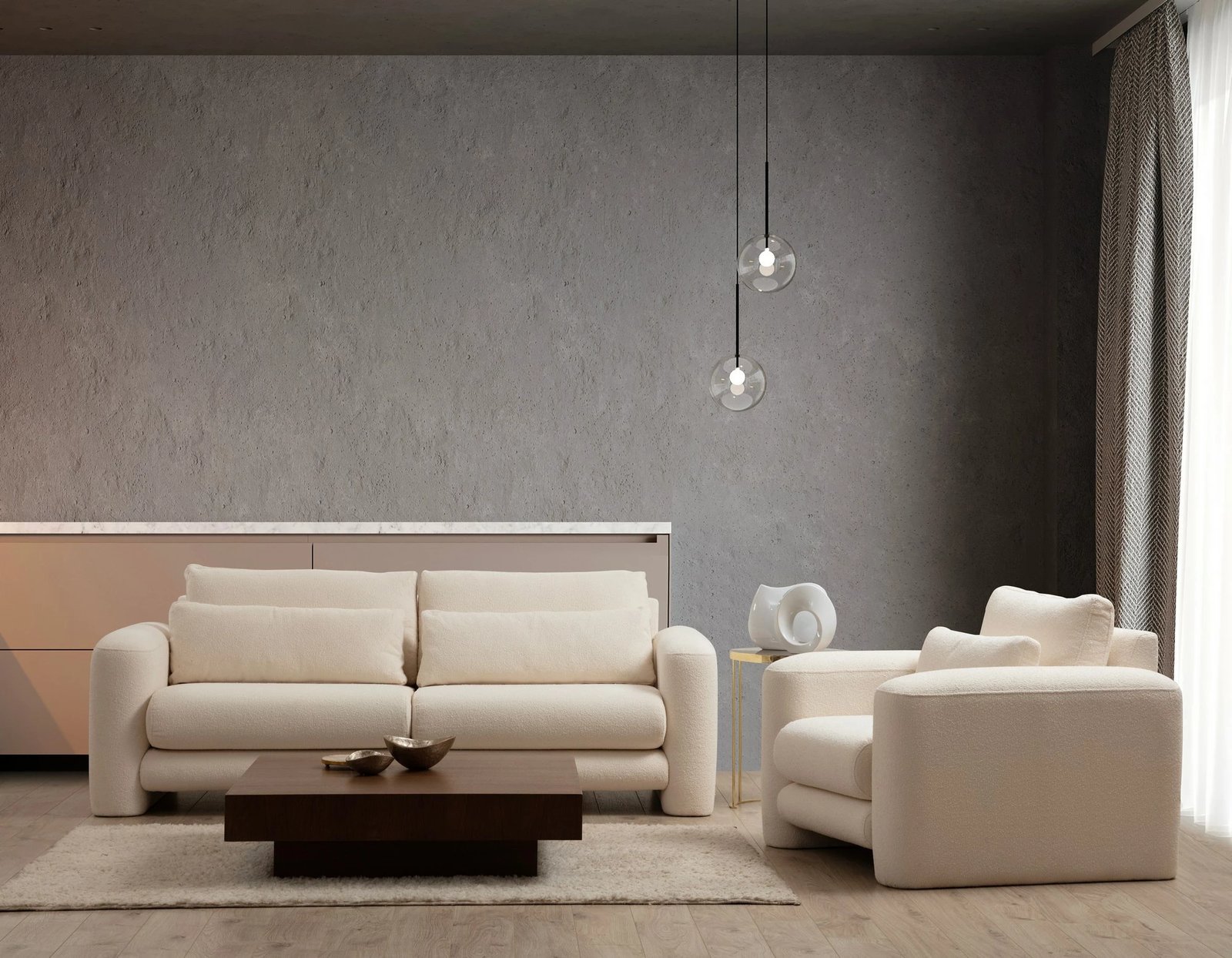 Karrige Wing Atelier del Sofa, ngjyrë krem, Lily