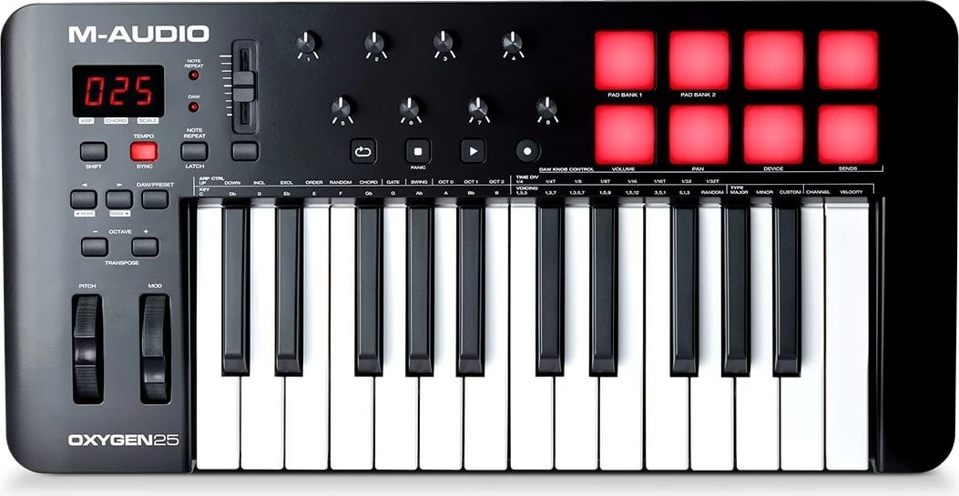 Tastierë MIDI M-AUDIO Oxygen 25 MKV, 25 taste, E zezë