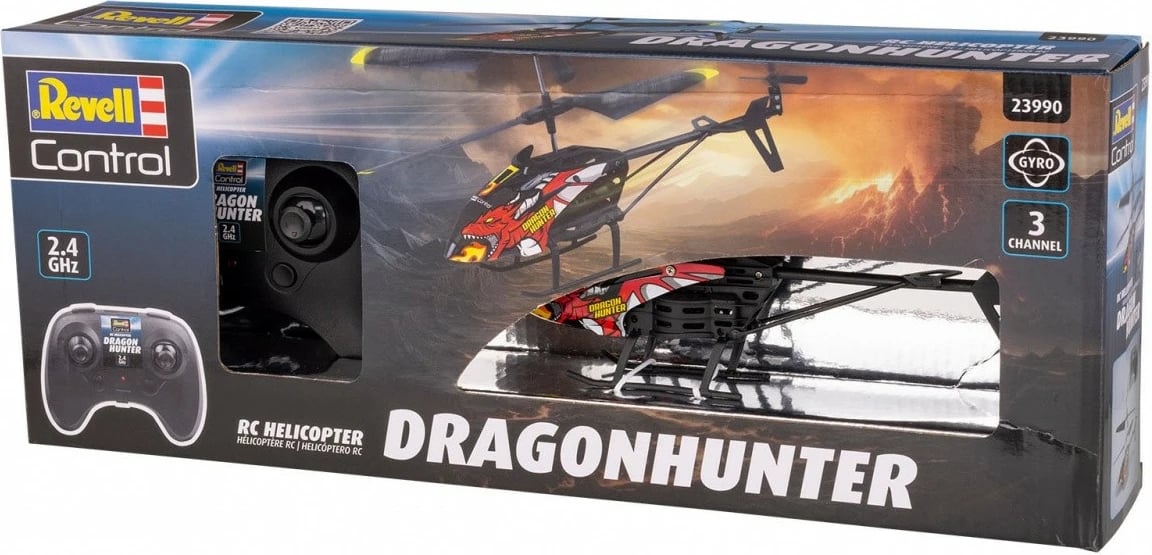 Helikopter RC Revell Dragonhunter, 12 x 4 x 21 cm, i zi/e kuqe/e verdhë