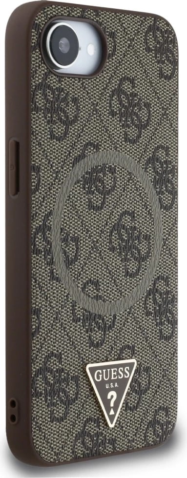 Mbështjellës Guess 4G Ring Triangle Logo MagSafe për iPhone 16e, Kafe