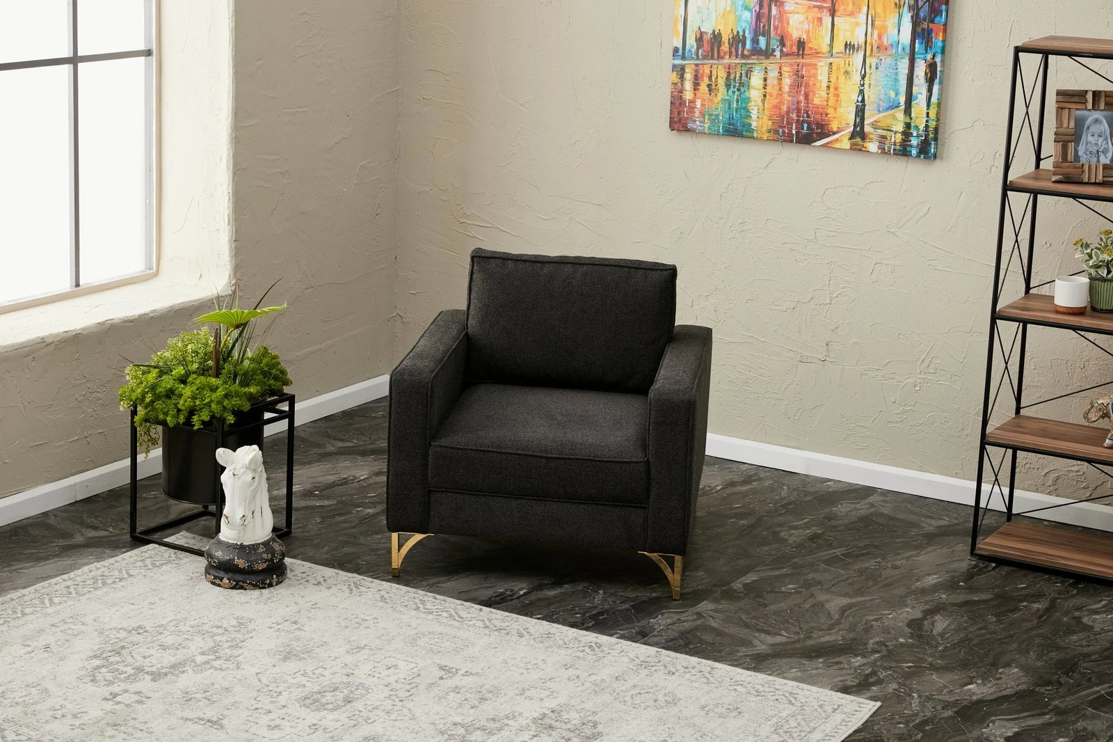 Karrige një vendëshe Atelier del Sofa, Berlin, antracit, ar