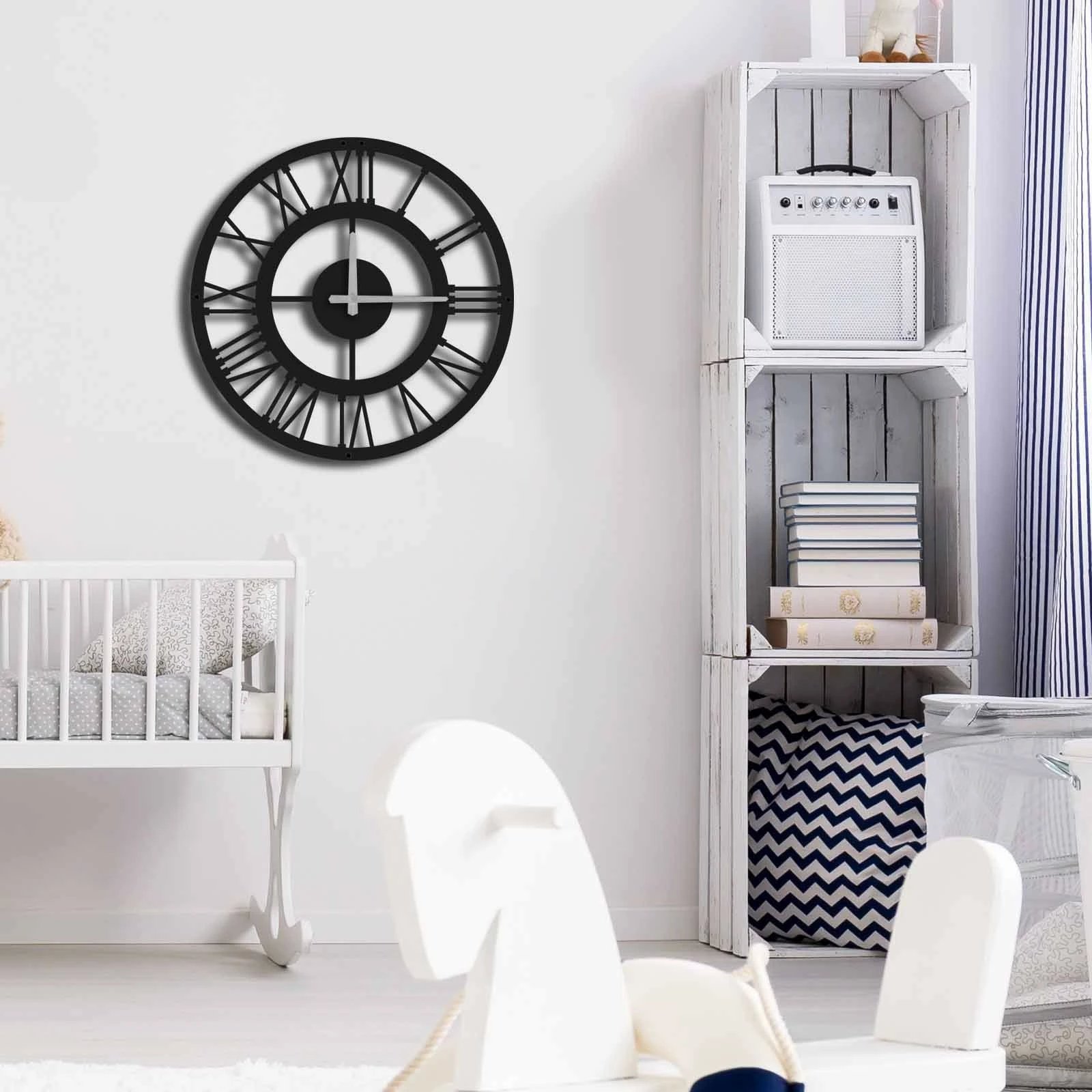 Orë muri dekorative metalike Wallity, MTS - 002, e zezë, 49x49cm