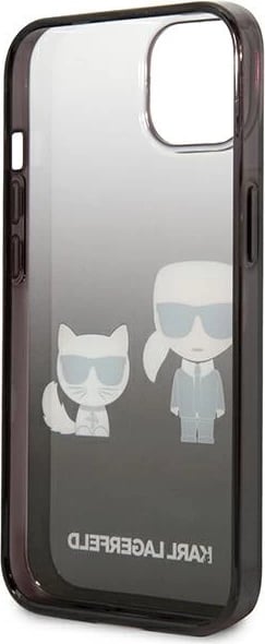 Mbështjellës Karl Lagerfeld KLHCP13STGKCK për iPhone 13 mini 5.4", hardcase, Ikonik Karl & Choupette, Gradient, i zi