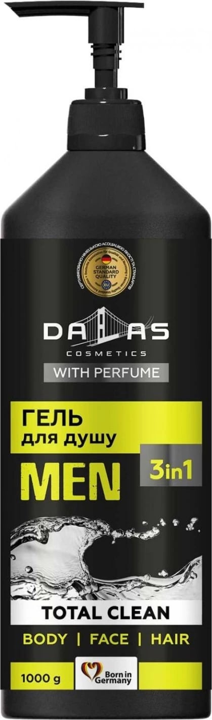 Xhel dushi 3-në-1 për meshkuj Dalas Total Clean, 1000g