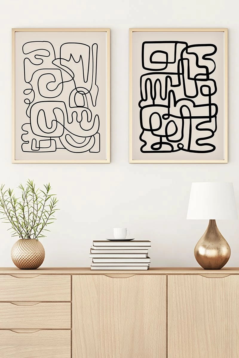 Pikturë dekorative me kornizë, MDF, set prej 2 copësh, Wallity, Huhu184, 35x50cm