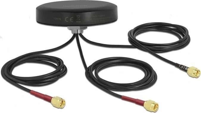 Antenë DeLOCK LTE MIMO Dualband, 3x SMA, 1m, outdoor, e zezë