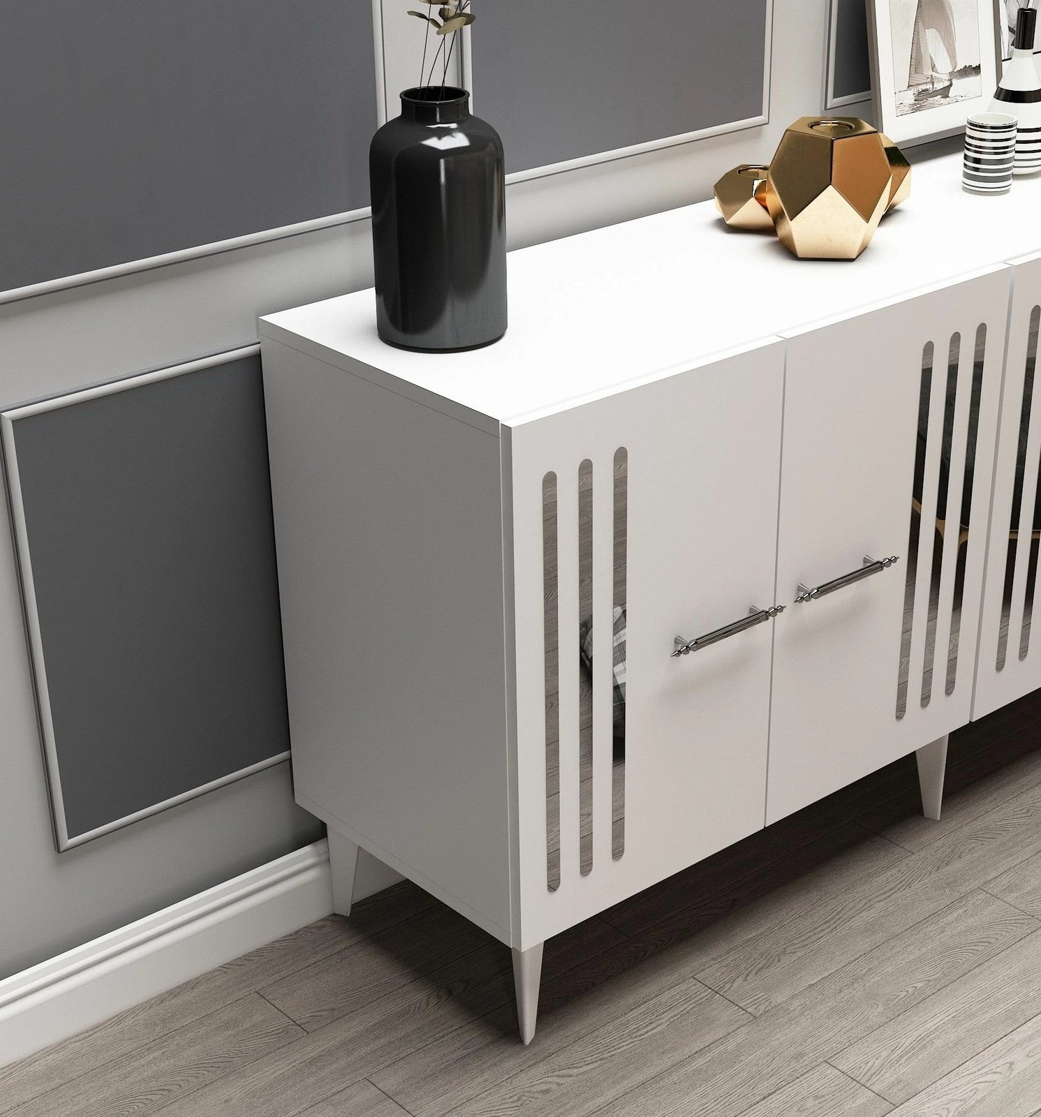 Konsol Skye Decor, Junes, e bardhë, argjend