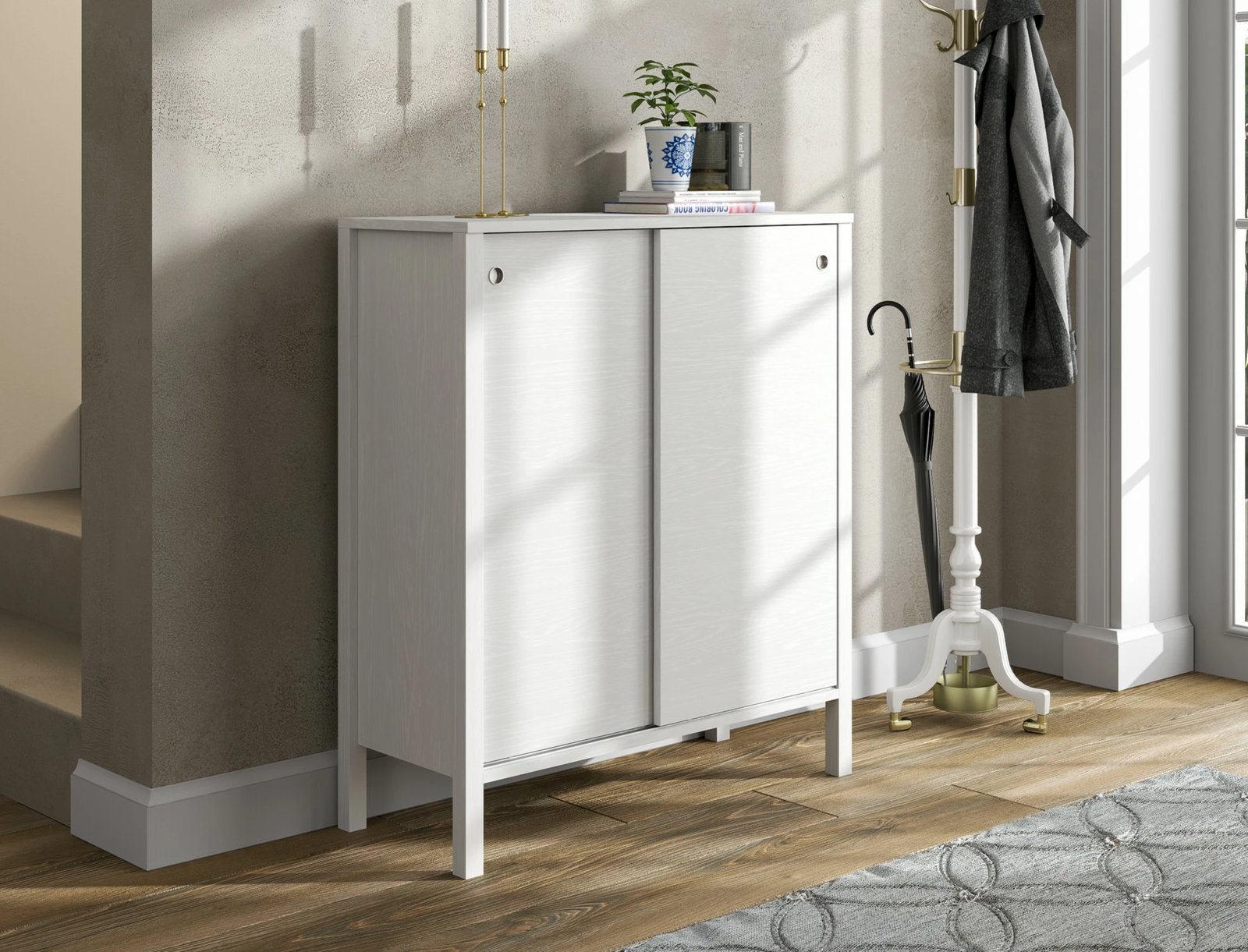 Dollap këpucësh Hanah Home, FRN-20047, ngjyrë druri dhe e bardhë