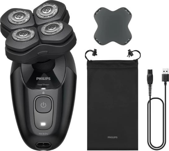 Makinë rroje për kokë, Philips Pro Series 5000 HS5980/15, Wet & Dry, 60 min pa kabllo, kokë fleksibile 360°, USB-A (pa adapter), e zezë Makinë rroje për kokë, Philips Pro Series 5000 HS5980/15, Wet & Dry, 60 min pa kabllo, kokë fleksibile 360°, USB-A (pa adapter), e zezë