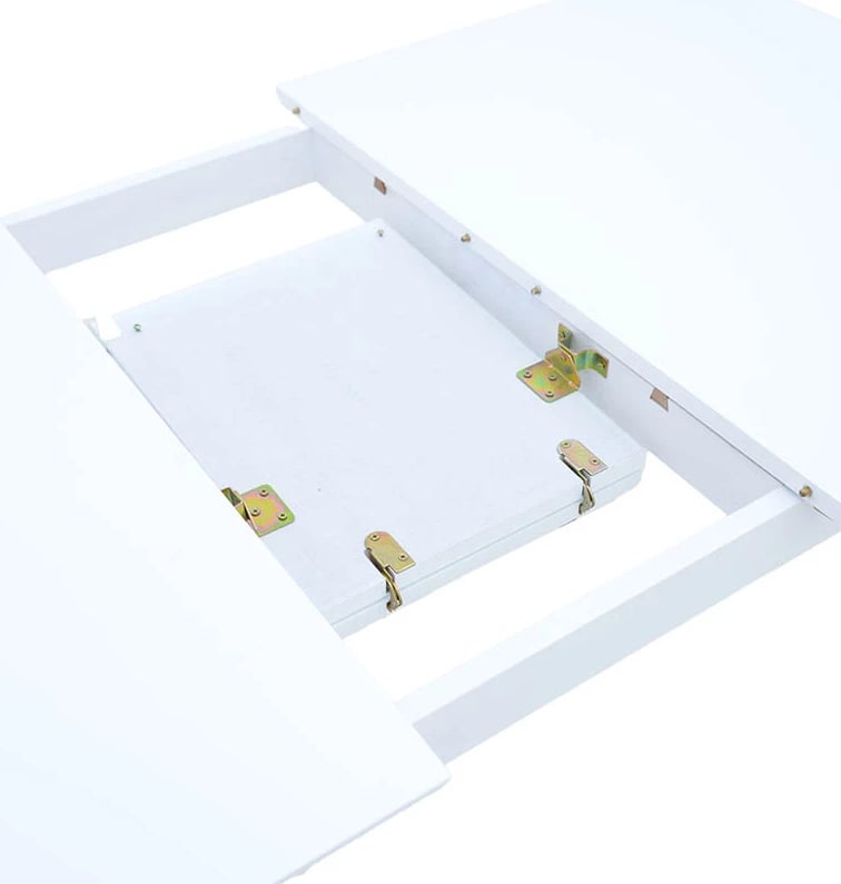 Set tavoline me karrige, zgjatshme, 5 pjesë, dru i bardhë, Mabor-York, 120-150x80x73.8cm