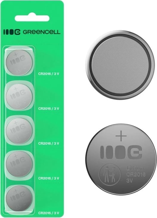 Bateri buton litium, Green Cell, CR2016 (X5CR2016), 3V 80mAh, set 5 copë