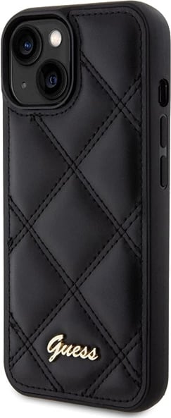 Mbështjellës Guess Quilted Metal Logo për iPhone 15, i zi Mbështjellës Guess Quilted Metal Logo për iPhone 15, i zi