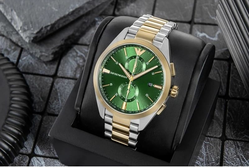 Orë dore për meshkuj Emporio Armani, argjend e ar