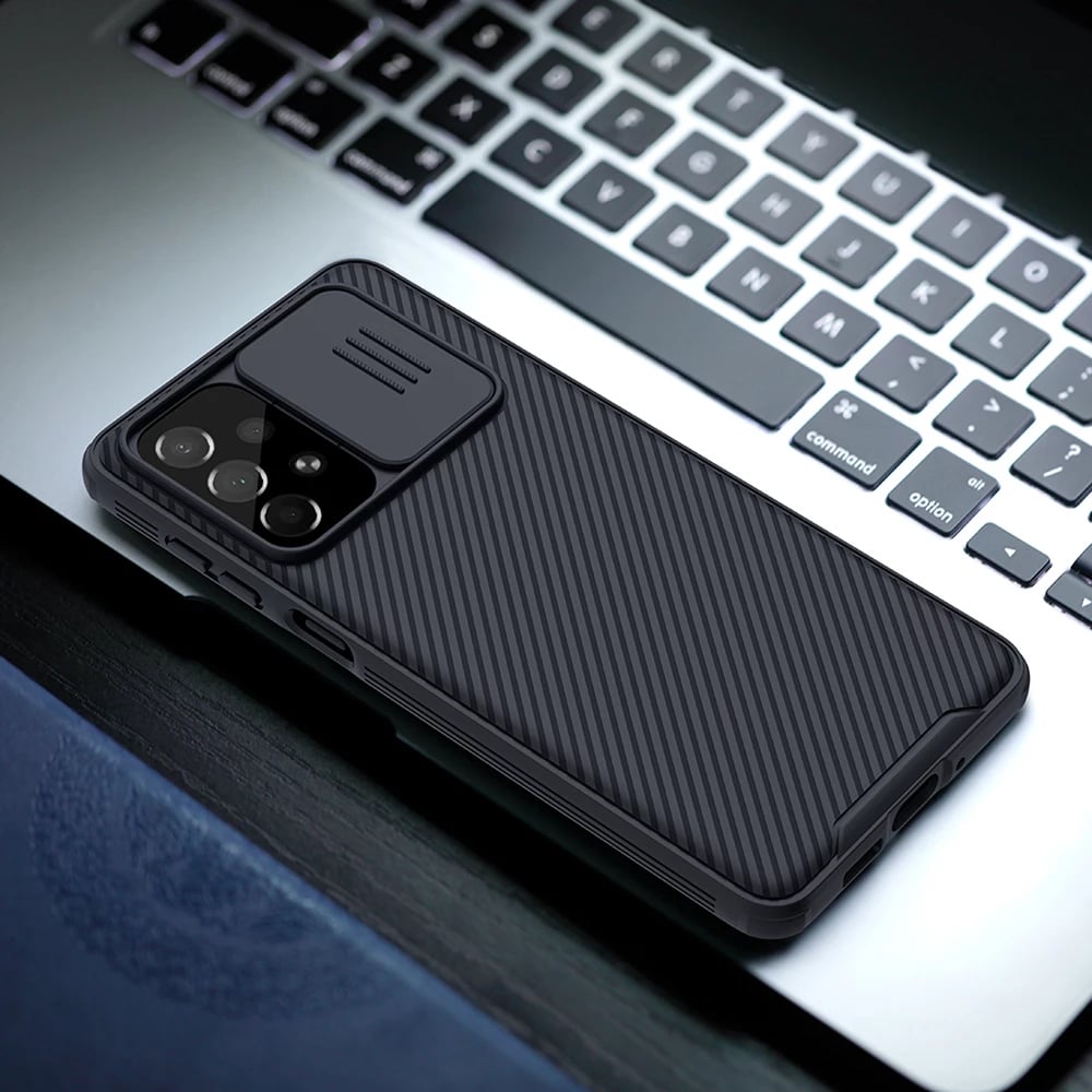 Mbështjellës Nillkin CamShield Pro për Samsung Galaxy A73, me mbulesë kamere, i zi