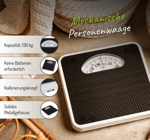 Peshore banjo mekanike, Adler AD 8179, 136 kg, saktësi 1 kg, pa bateri, e zezë