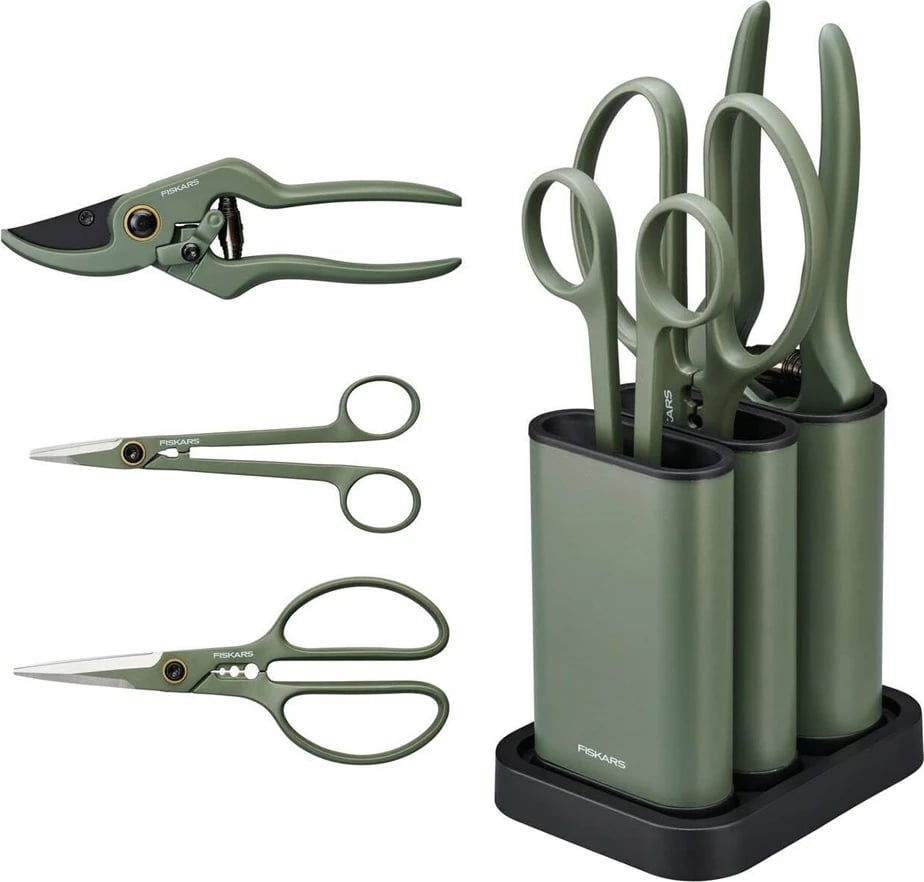 Set për kujdes të bimëve Fiskars 1075317, 3 copë, e gjelbër
