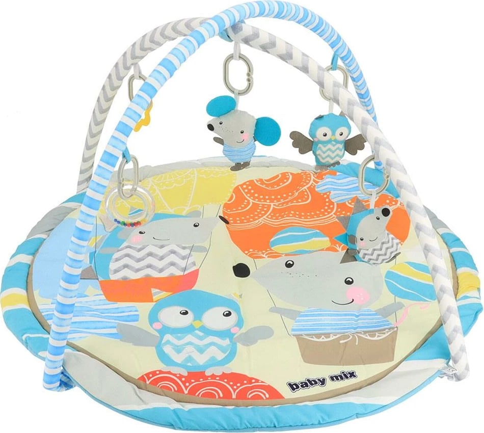 tapet aktiviteti për bebe me harkë, Baby Mix, Little Friends, Ø90 cm, lartësi 60 cm, shumëngjyrësh