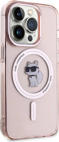 Mbështjellës Karl Lagerfeld IML Choupette MagSafe për iPhone 14 Pro, rozë