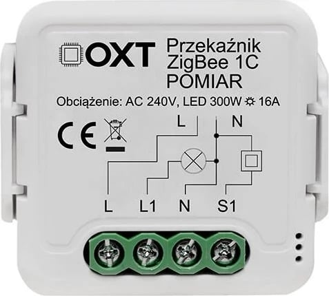 Modul relai OXT ZigBee TUYA, 16A, me matje, i bardhë