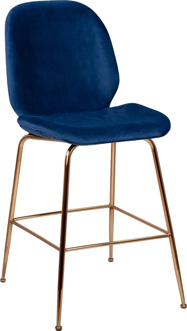 Karrige për bar Nora, kadife blu & kornizë metalike ari FH8524.08 48x61x103 cm, set prej 2 copë