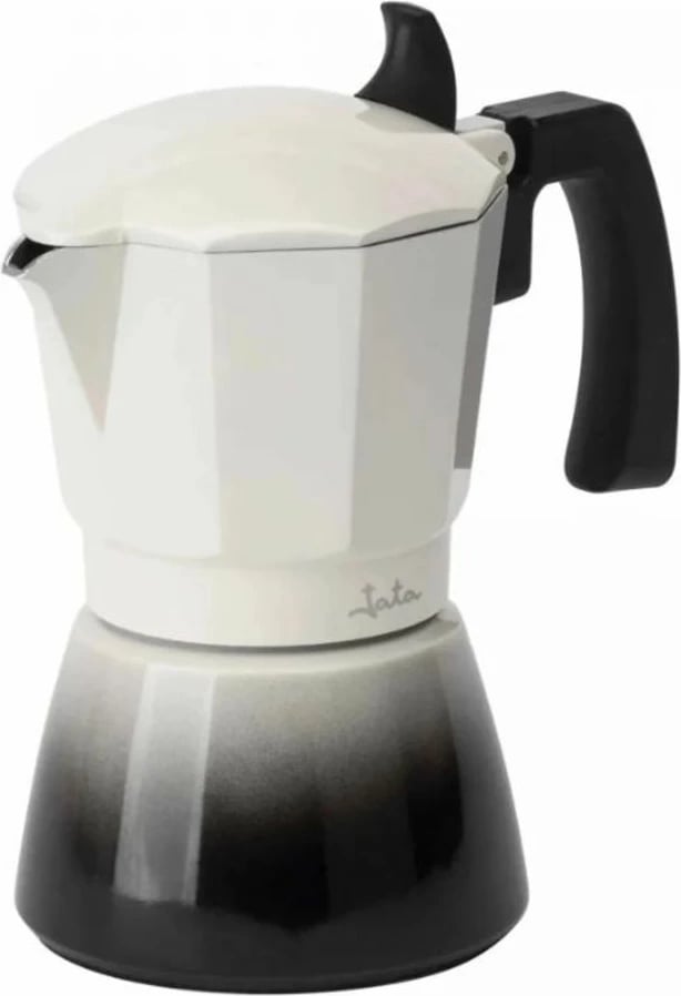 Aparat kafeje moka JATA Bistrea HCAF2406, 6 filxhana, për induksion, trup alumini, bardhë/zi