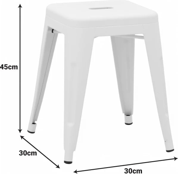 Karrige për bar Utopia, metalike, ngjyrë e bardhë matte, 30x30x45cm