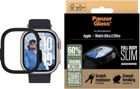 Mbrojtës ekrani PanzerGlass Full Body Slim për Apple Watch Ultra 2 / Ultra 49mm, i zi