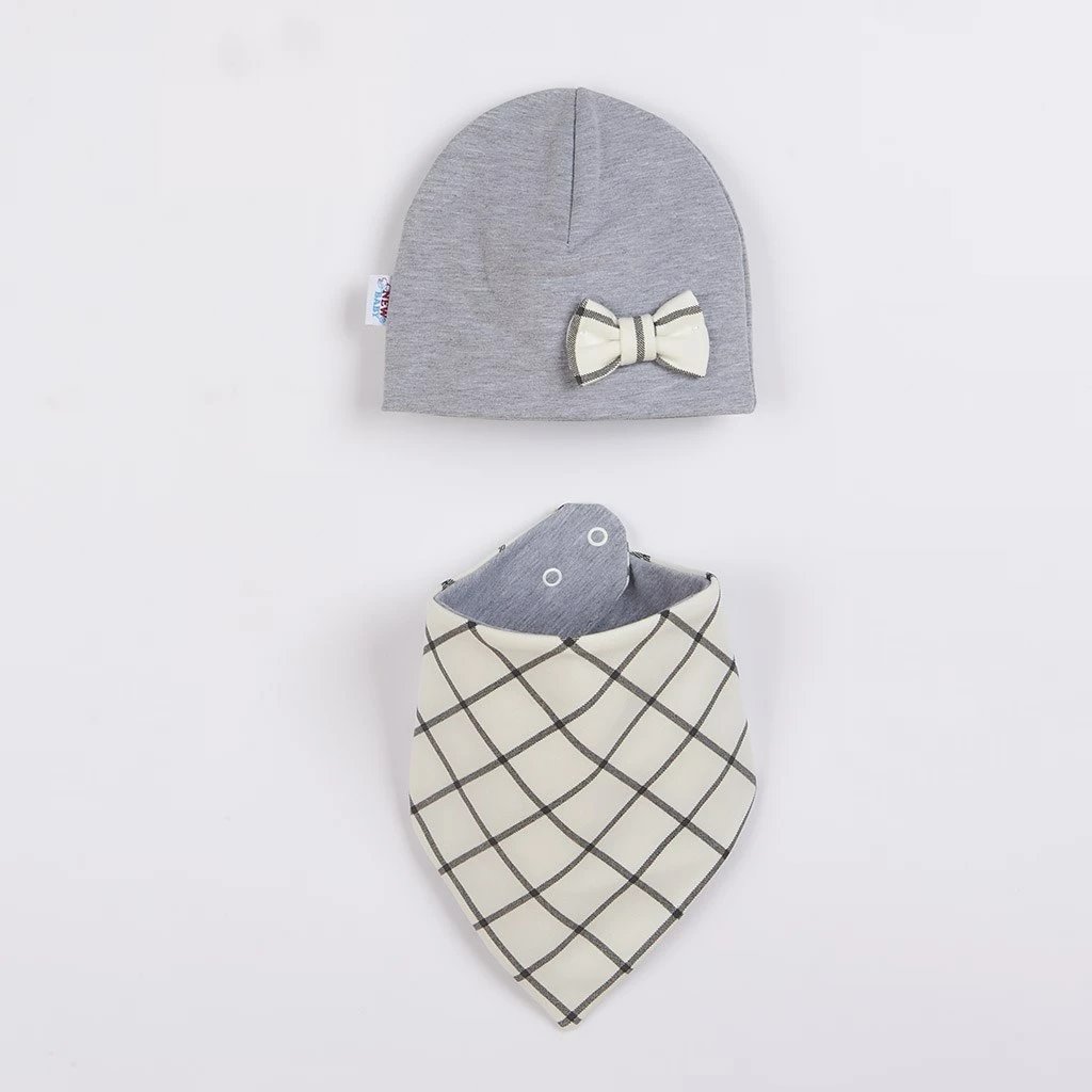 Set kapuç dhe shall qafe, NEW BABY Missy, madhësi 80 (9–12m), gri, set 2 copë