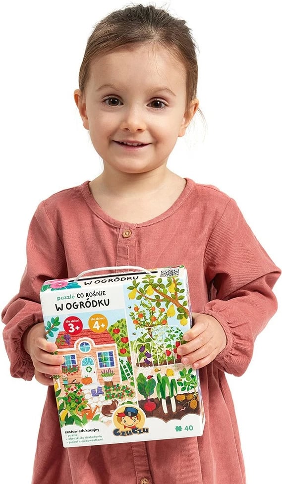 Puzzle edukativ CzuCzu Co rośnie w ogródku, 40 pjesë, me kartela shtesë, për fëmijë