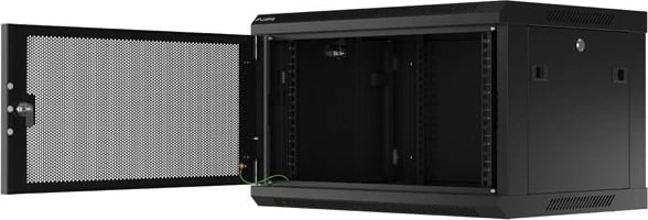Kabinet muri për server Lanberg WF01-6406-23B, 6U, 19 inç, 600x450 mm, derë e përshkuar, e zezë, flat pack