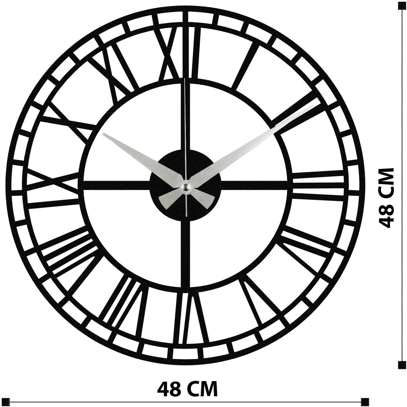 Orë muri dekorative metalike, Wallity Enzoclock - S002, e zezë, 48x48cm